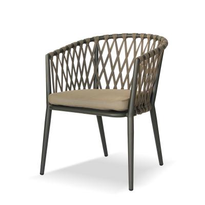 China Modern Rope Outdoor Furniture Rope Cafe Dining Chair Patio Metal Restaurant Garden Chairs for sale