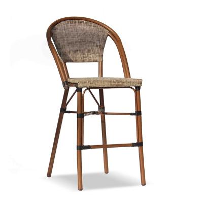 China Rattan Bamboo Like Bistro High Bar Chair Aluminum Bar Chair for sale