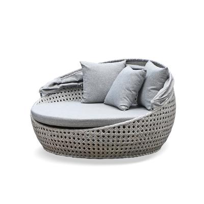 China High Quality Aluminum Rattan Daybed With Canopy PE Rattan Garden Sun Sofa Wicker Daybed For Sale for sale