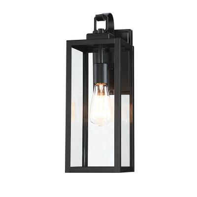 China Outdoor Garden Wall Lantern Outdoor Wall Light Matte Black Wall Sconce Lighting Fixtures with Clear Glass for sale