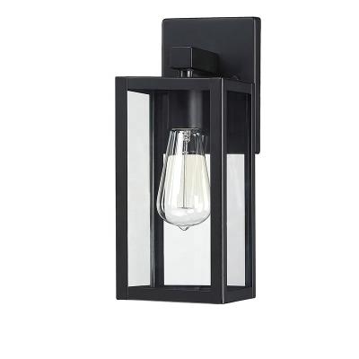 China Traditional Indoor Outdoor Black Rectangular Lighting Sconce Black Rectangular Wall 1-Light Decorative Wall Lamp for sale