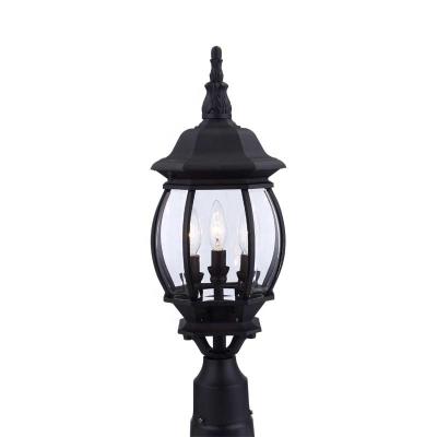 China Garden Traditional Outdoor Light Post Die Casts All Aluminum Finish Clear Black Glass For Garden Lights Led Post Lighting for sale