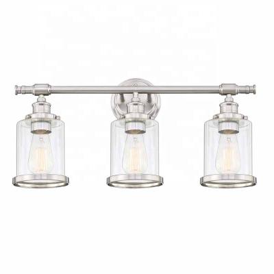 China Industrial Modern 3 Piece Bathroom Vanity Wall Light LED Glass Makeup Vanity for sale