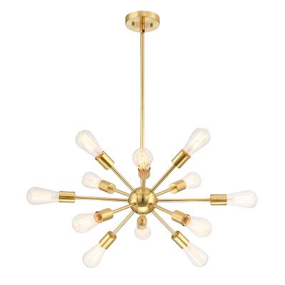 China Industrial Modern Hanging Pendant Lights Indoor Home Kitchen 12 Ceiling-Mount Bar Light Gold Pendant Lamp for sale