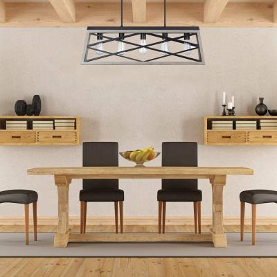 China New Design 5 Luxury Rectangular Light Indoor Living Room Chandeliers Farmhouse Frame Pendant Lights for sale