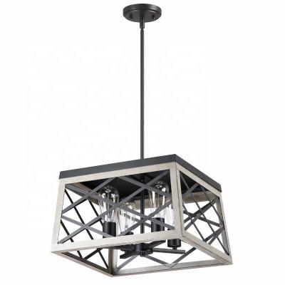 China Modern Pendant Light Farmhouse Design Square Ceiling Lamp New 4 LED Lights Decorative Chandelier for sale