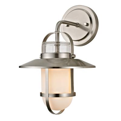 China New Garden Fashion 1 Outdoor Light Brushed Nickel Finish Frosted Glass Shade For Exterior Outdoor Lights for sale