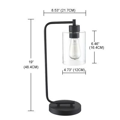 China Contemporary modern high quality black home bedroom desk lamp led nightstand lamp glass table lamp for sale