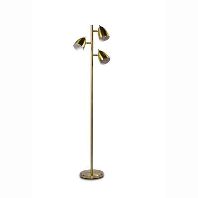 China Modern Design Steel Floor Light Shaft Gold Style 3 - Lights Floor Lamp For Living Room for sale