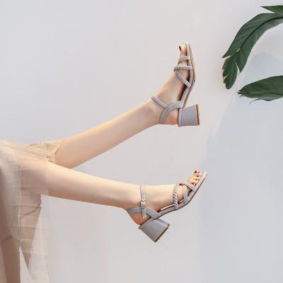 China 2022 New Style PVC Sandals Women's Medium Heel Chunky Heel Shoes for sale