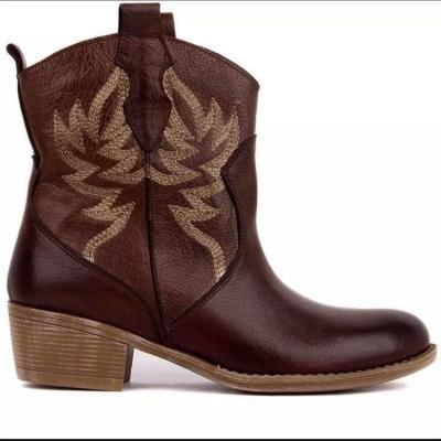 China Tube Martin Leather Boots High Heel PU Women's Boots Mid Headed Toe Lace Up Boots for sale