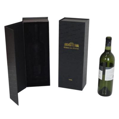 China Recycled Materials Black Luxury Gift Packaging Single Wine Box For 500Ml Wine Bottle for sale