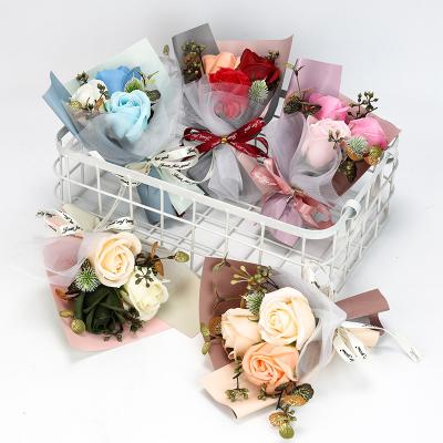 China Natural Romantic Artificial Soap Flower Mini Gift Touch Rose Soap Flower Bouquet For Valentine's Day Gift Flower for sale