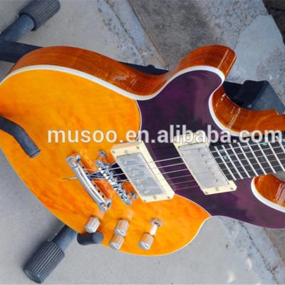 China Mahogany MUSOO BRAND electric guitar with double color guitar dragon logo for sale