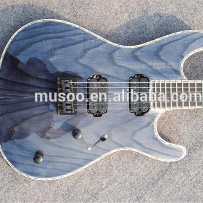 China Ash MUSOO BRAND electric guitar with 7pcs thr-neck ebony fingerboard for sale