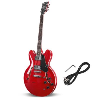 China Mahogany Style Jazz Electric Guitar, Flame Maple Top Semi-Hollow Body, Musoo 335 Wood Chromed Hardware for sale