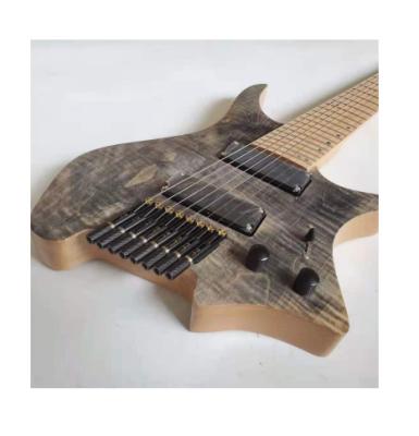 China Musoo Advanced Headless Electric Guitar 8 String Fanned Ash & Flame Maple Top Body for sale