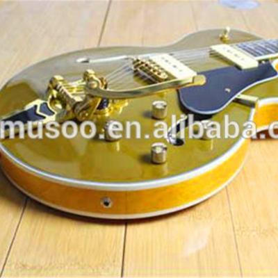 China Maple MUSOO BRAND Electric Guitar Semi-Hollow Jazz Guitar in Gold Top Color (MJ0600) for sale