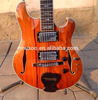 China Mahogany MUSOO BRAND Electric Guitar with Flame Maple Top Semi-Hollow Body (MI913) for sale