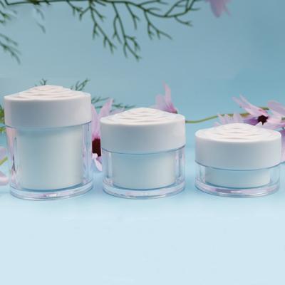 China Double Layer Modern Design Plastic Cream Bottle Round Shape Jar Eye Cream Container With Plastic Lid For Personal Care for sale