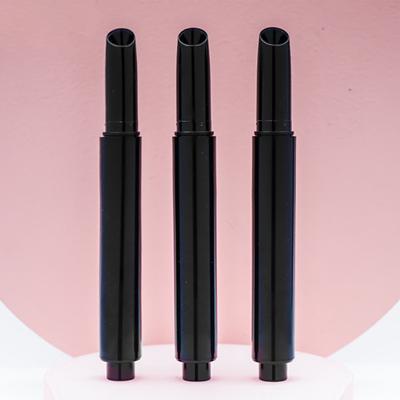 China Customized Modern Painted Black 4G Press Lipstick Tube Round Empty Glossy DIY Cosmetic Lip Balm Tubes Container for sale