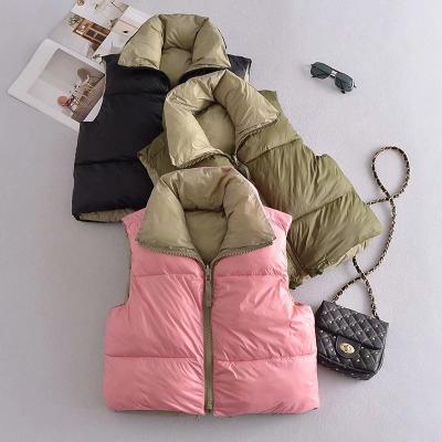 China 2022 Autumn Winter Women's Breathable Clothes Coat Sleeveless Stripper Reversible Patchwork Vest Jacket for sale