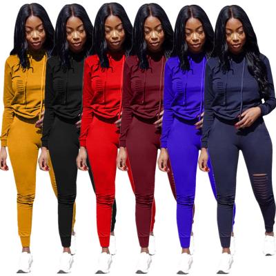 China 2020 Hot Selling Women's Anti-pilling Anti-pilling Fashion Solid Color Top And Pants Fits Two Piece Set Long Sleeve Tracksuits Tracksuit for sale