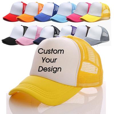 China Cheap Dobby Wholesale Hip Hop Empty Daddy Caps Embroidered Mesh Foam Baseball Hat Trucker Hat Custom Logo Printing 5 Panel for sale