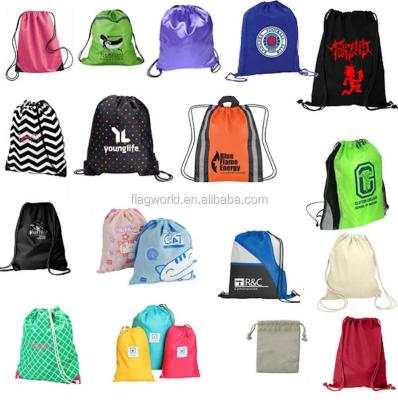 China Durable 210d 420d polyester cheap promotional waterproof drawstring bag with mesh pocket for sale