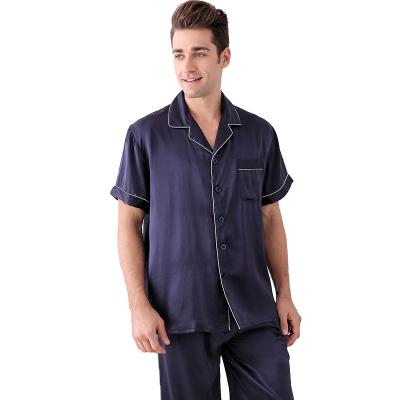 China QUICK DRY pure silk men's short-sleeve men's two-piece set wholesale price home clothing silk pajamas for men for sale