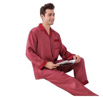 China QUICK DRY men's silk pajamas light house two piece set clothes pijama man set pajamas sleep suits for men sleep wearman silk for sale