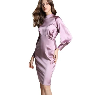 China QUICK DRY custom made clothing silk long sleeve robe with purple trim, cardigan robe for nightgown for ladies silk fat ladies for sale