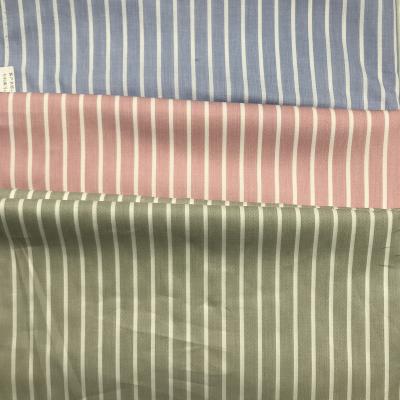 China Sustainable Cotton Fabric Customized 100%COTTON TWILL PRINT FABRIC Blue Striped For Shirt for sale