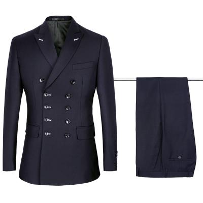 China Tuxedo Suits Double Breasted Dark Blue Mens Suit Korea Style Professional Suit For Young Men for sale