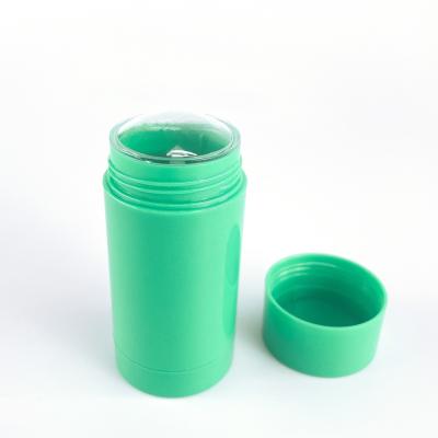 China Non Spill Green 30ml Plastic Round Lip Balm Container Custom Empty Lipstick Tube Bullet Shape for sale