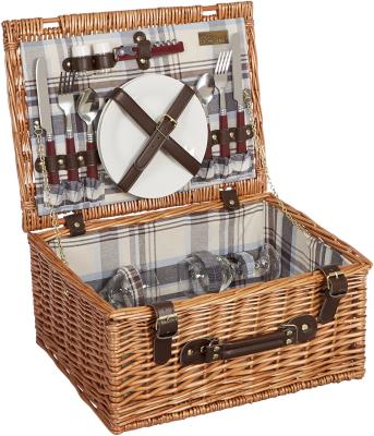 China Sustainable picnic hamper with lavish tableware for two outdoor picnics for sale