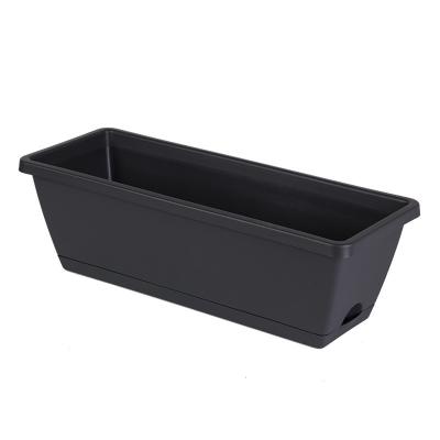 China Sustainable& Reusable and Long Shelf Life Trinog Window Rectangle Planter Pot Indoor Flower and Vegetable Plastic Planter Box for sale