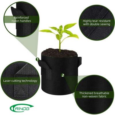 China Sustainable& Hot-selling Reusable and Long Shelf Life Heavy Duty Nonwoven Fabric 5 Gallon Plant Well Aeration Pot Flower and Vegetable Grow Bag for Gardening for sale