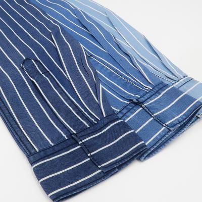 China Breathable Tencel Top Shirt Fabric Striped Denim Fabric Tencel Polyester Denim Fabric for sale