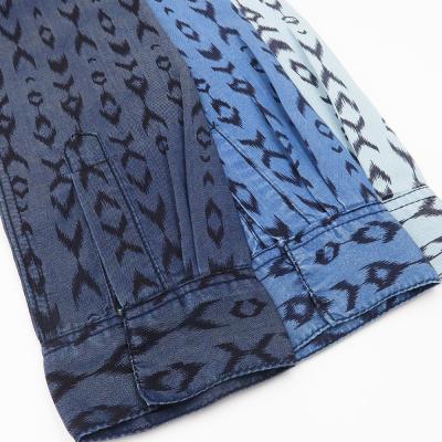 China Breathable Tencel Lyocell Hot Selling Luxury Print For Kids Desize Shirt Denim Fabric for sale