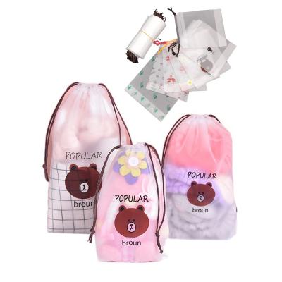 China Customized Recyclable Printing Travel Storage Bag Shoe Suitcase Shoes Underwear Makeup Storage Portable Drawstring Bag for sale