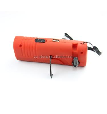 China PORTABLE FM Radio Multifunctional Indoor Outdoor Radio Flashlight Dynamo LED Hand Crank Emergency Camping Light for sale