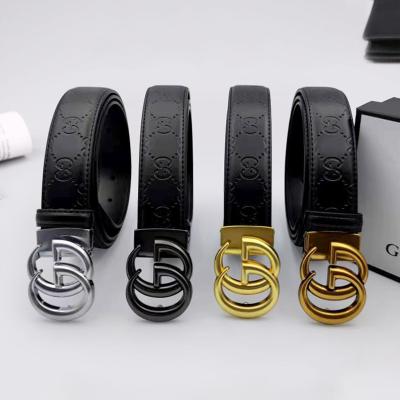 China Cozy Comfy in gg Pin Buckle Men Embossing Cowhide Designer Letter Genuine Leather Running Belt for sale