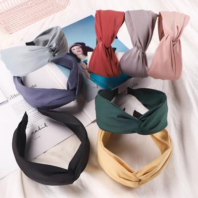 China Hot Selling Hair Accessories Hair Accessories Solid Color Headband Tied Cloth Hair Accessories Shower Headband for sale