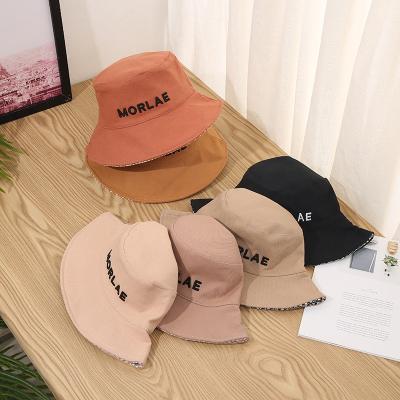 China Sun Pad Sun Protection In Running Letter Printed Cotton Breathable Soft Hat Double Sided Bucket Hat for sale