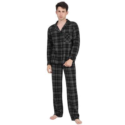 China Thermal Warm Autumn Men's Cotton Pajama Sets Long Sleeve Thermal Lightweight Pajamas Tops And Bottoms Plaid PJ Sets Sleepwear For Men for sale