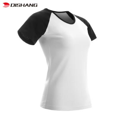 China Promotional High Quality Black And White Matching Women's Short Sleeve T-Shirt QUICK DRY for sale