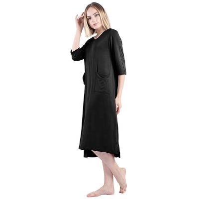 China High Quality QUICK DRY Sleep Shirt Ladies Short Sleeve Nightgown With Pockets Loose Nightgown Women's Pajamas Nightgown for sale