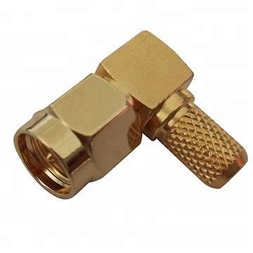 China Custom Electronic Components Precision High Quality Machining Brass Copper Plated Right Angle Center Core Nozzle Male Connector for sale