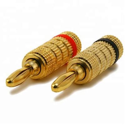 China Electron Industry 4mm Corrosion Resistant Gold Plated Speaker Cable Banana Plug for sale